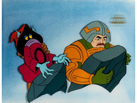 He-Man and the Masters of the Universe Orko and Man-At-Arms Production Cel Setup and Animation Drawing Group (Filmation