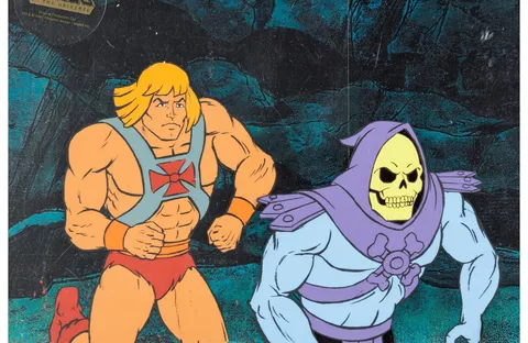 He-Man and the Masters of the Universe Skeletor Production Cel Setup and Animation Drawing Group of 3 (Filmation, 1983-8