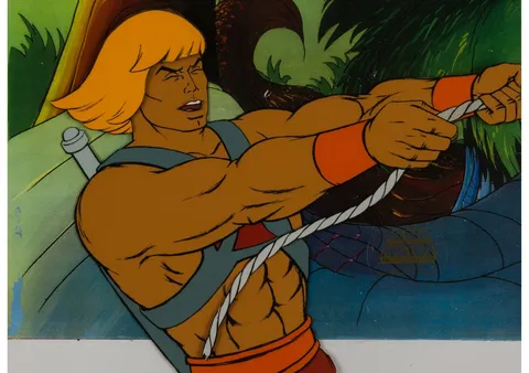 She-Ra: Princess of Power He-Man Production Cel Setup, Animation Drawing, and Production Folder Group (Filmation, 1985)