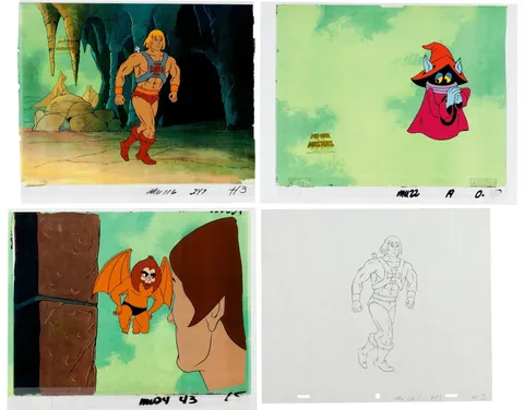 He-Man and the Masters of the Universe Production Cel and Drawing Group of 4 (Filmation, 1983-84). (Total: 4 Original Ar