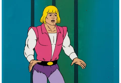 He-Man and the Masters of the Universe Prince Adam Production Cel and Master Painted Background Setup (Filmation, 1983)
