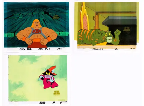 He-Man and the Masters of the Universe He-Man, Orko and Cringer Production Cel Group of 3 (Filmation, 1984)
