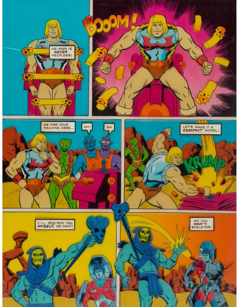 He-Man and the Masters of the Universe He-Man and Skeletor Comic Page Signed by Paul Kirchner (Filmation Associates, c