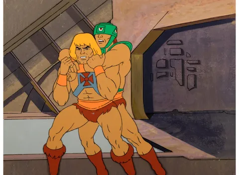 He-Man and the Masters of the Universe "Diamond Ray of Disappearance" He-Man and Tri-Klops Production Cel on M