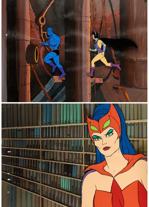 He-Man and the Masters of the Universe/She-Ra and the Princesses of Power Evil-Lyn/Webstor and Catra Production Cels and