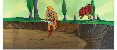 He-Man and the Masters of the Universe He-Man and Battle Cat Stock Production Cels with She-Ra: Princess of Power 21.5&q