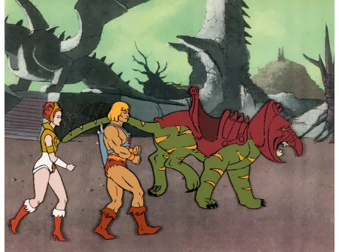 He-Man and the Masters of the Universe He-Man, Teela, and Battle Cat Original Production Cel Setup (Filmation, 1983)