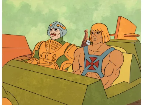 He-Man and the Masters of the Universe He-Man and Man-At-Arms Production Cel Setup with Production Background (Filmation