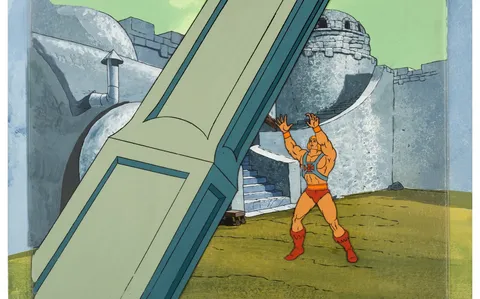 He-Man and the Masters of the Universe Production Cel Setup with Master Production Background (Filmation, 1983)