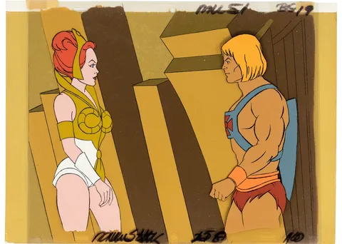 He-Man and the Masters of the Universe He-Man and Teela Episode 51 Season #1, Production Cel, Painted Background (Filmat