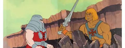 She-Ra: Princess of Power He-Man Production Cel Setup with Master Background and He-Man and the Masters of the Universe
