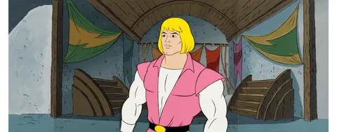 He-Man and the Masters of the Universe Prince Adam Production Cel with Master Pan Production Background (DIC, 1984)