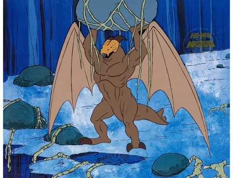He-Man and the Masters of the Universe Monster and Orko Production Cel, Printed Background Group of 2 (Filmation Associa