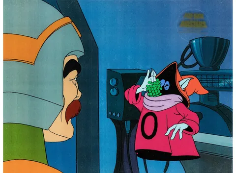 He-Man and the Masters of the Universe Orko and Man-At-Arms Production Cel, Printed Background Group of 2 (Filmation Ass