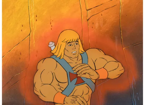 He-Man and the Masters of the Universe "The Gambler" He-Man Production Cel Setup with "Orko's Return"