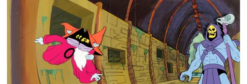 He-Man and the Masters of the Universe Orko, Montork, and Skeletor Production Cel with Pan Master Background (Filmation