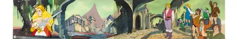 She-Ra: Princess of Power She-Ra, He-Man, and Crowd Production Cel Setup with He-Man and the Masters of the Universe&quo