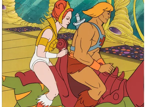 He-Man and the Masters of the Universe Teela, He-Man, and Battle Cat Production Cel (Filmation, c. 1983-85)