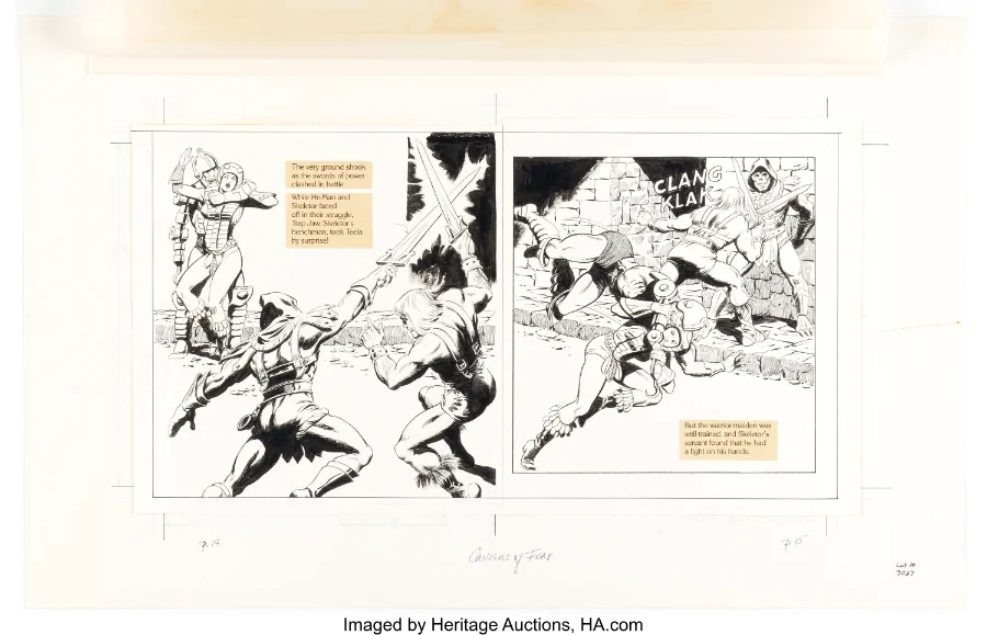 Al McWilliams Caverns of Fear He-Man and Skeletor story pages