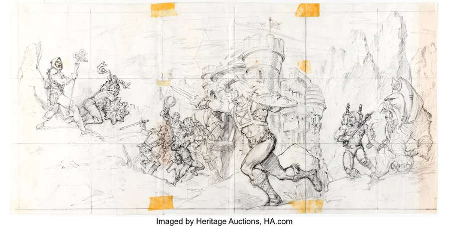 Earl Norem MOTU Magazine Fall 1988 poster painting preliminary