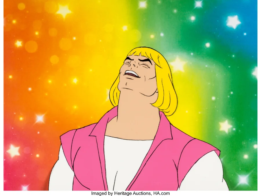 Laughing Prince Adam stock production cel, source of HEYYEYAA meme