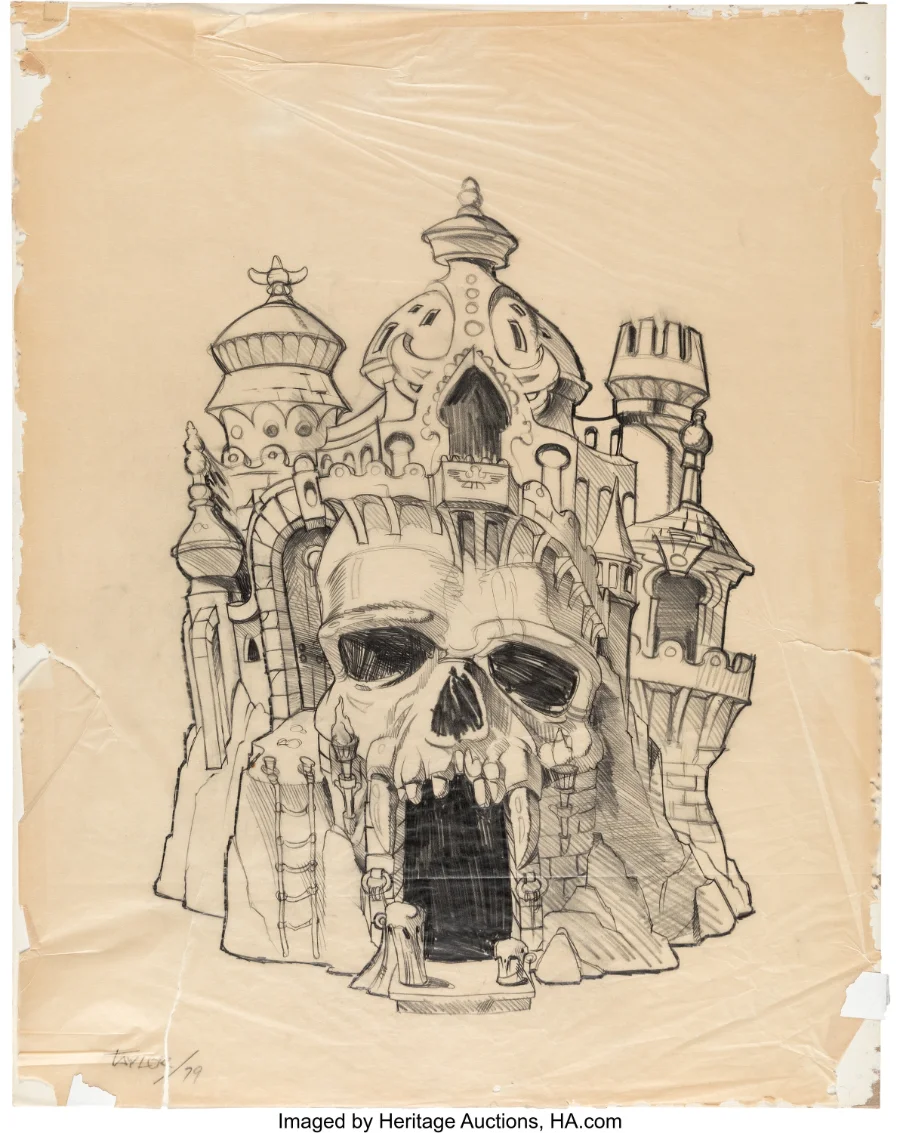 Castle Grayskull original concept pencil sketch by Mark Taylor 1979