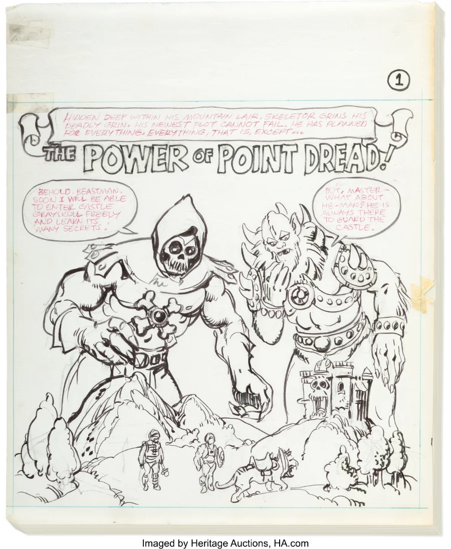 Alfredo Alcala Power of Point Dread Danger at Castle Grayskull preliminary art group of 24