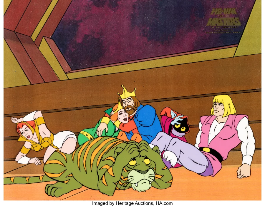 The Dragon Invasion six-character production cel and animation drawing