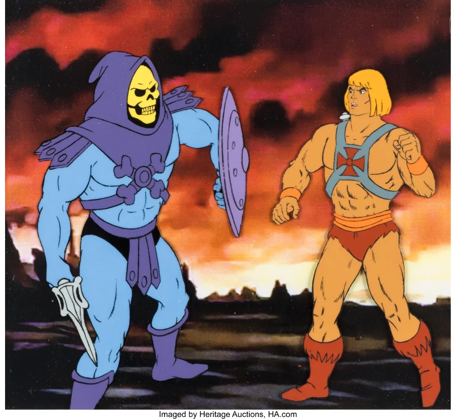 Attack From Below He-Man and Skeletor stock production cel