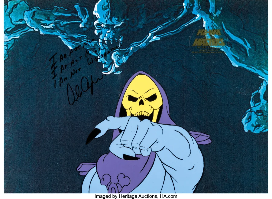 Quest for He-Man Skeletor original production cel, signed by Alan Oppenheimer