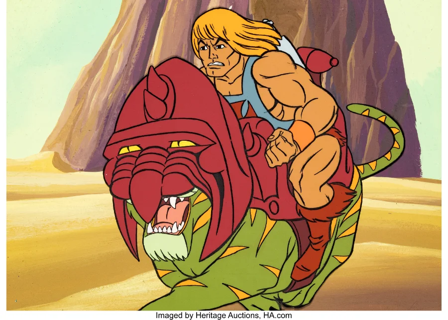 Song of Celice He-Man and Battle Cat cel setup