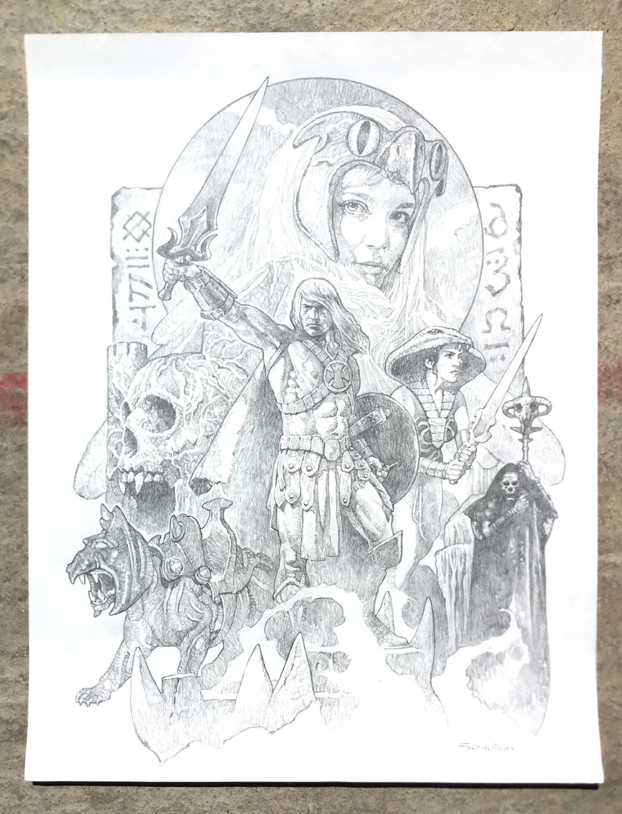 He-Man Skeletor Sorceress Battle Cat painting by Sanjulian