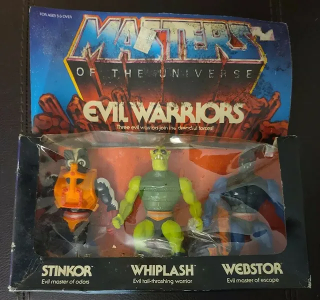 MOTU EVIL WARRIORS GIFT SET STINKOR WHIPLASH WEBSTOR ULTRA RARE MOC SEALED 1980s
