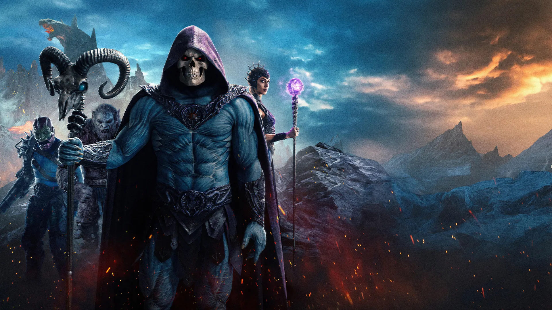 Skeletor’s forces gather under a blood-red Eternian sky.