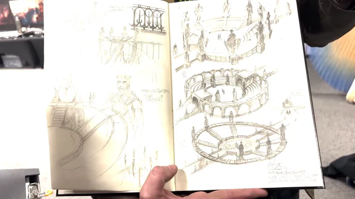 Sectional studies of the rotunda ring, with figures drawn in for scale on each tier.