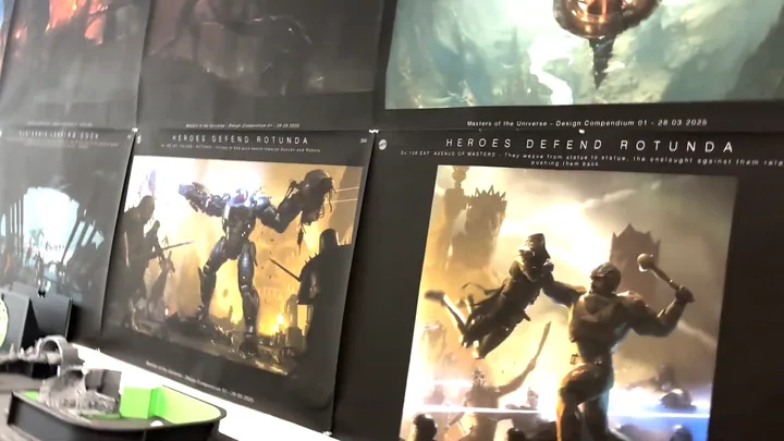 The Heroes Defend Rotunda sequence boards, mounted in a row across the department wall.