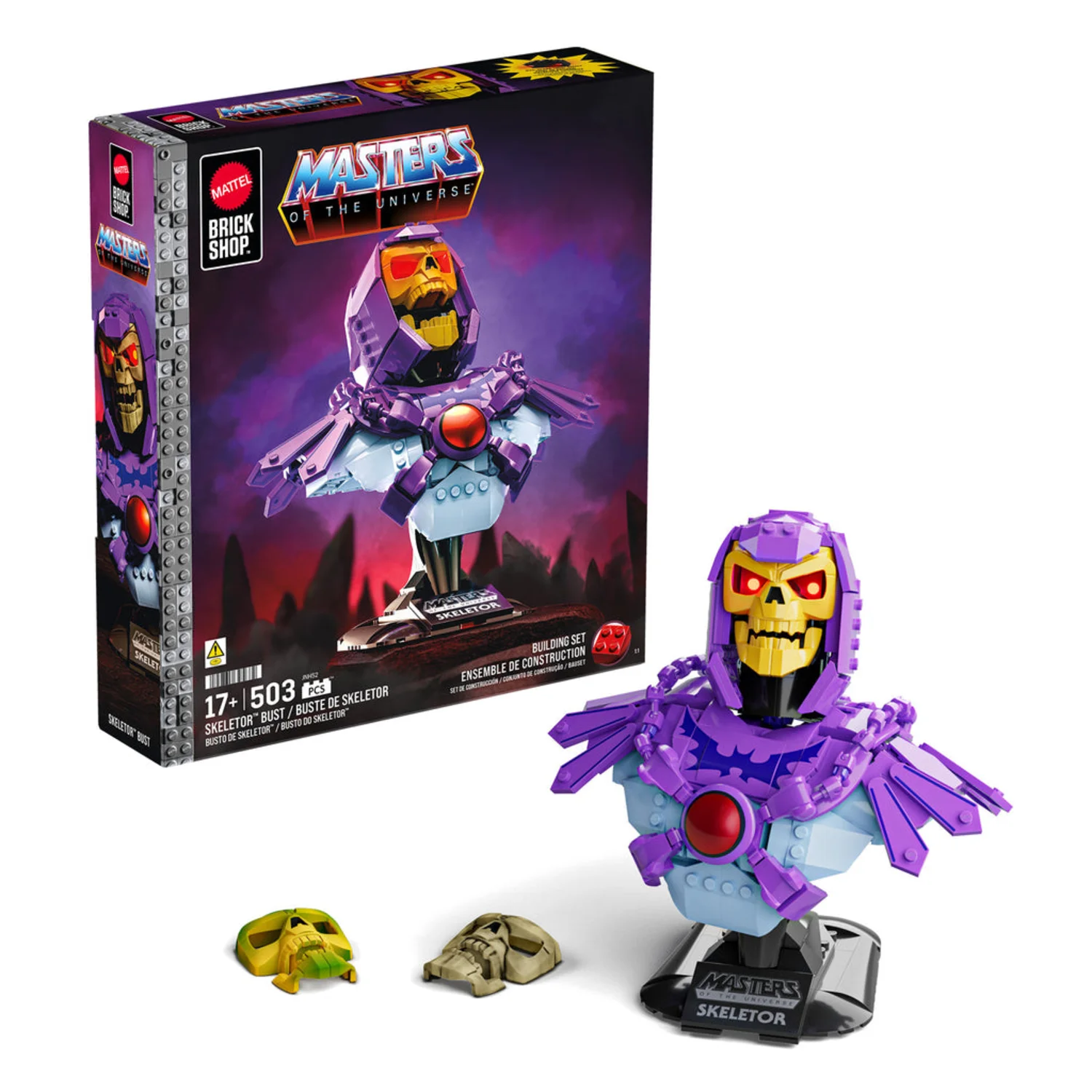 Mattel Brick Shop buildable Skeletor bust opens for preorder July 10