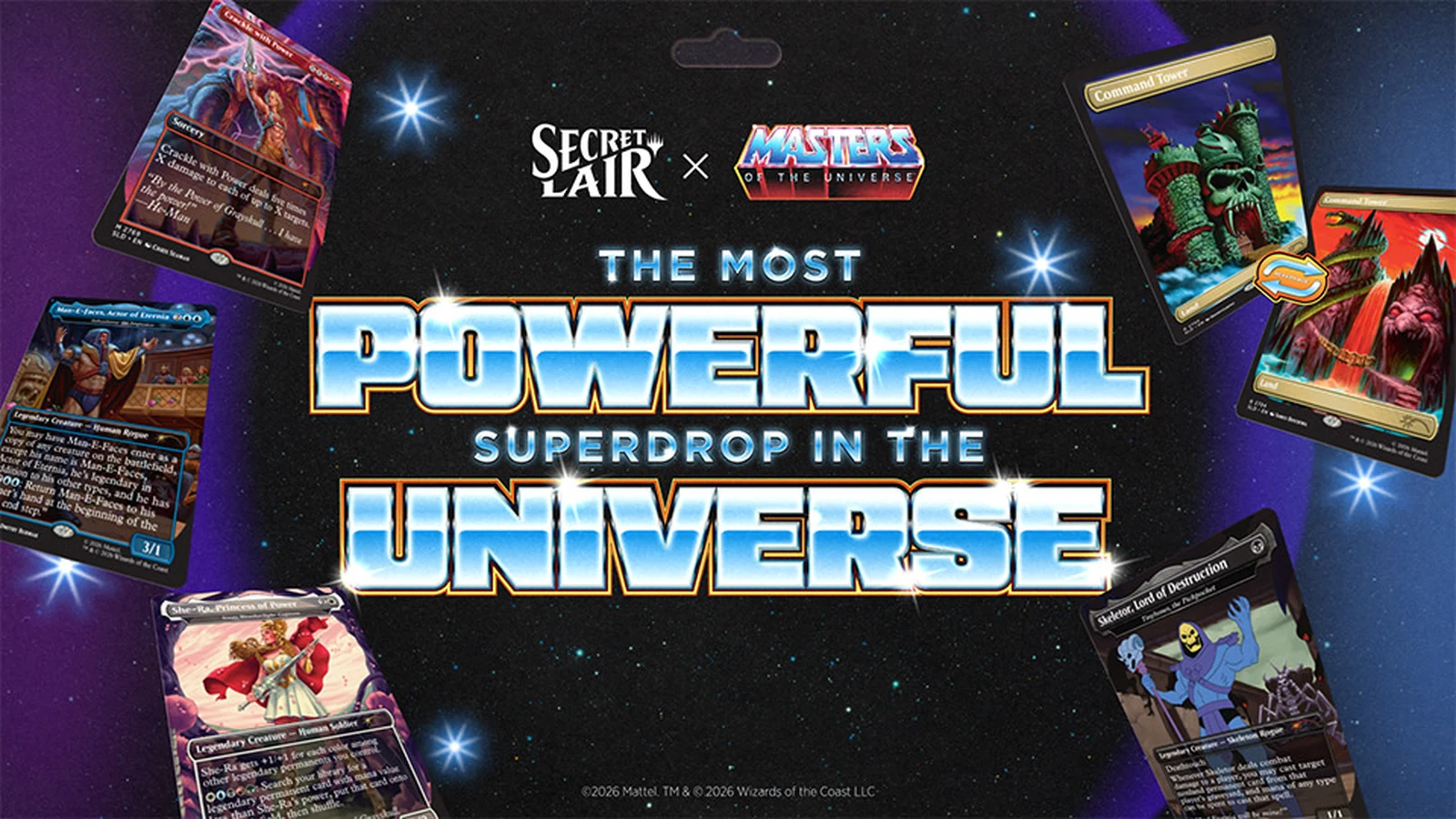 Five Secret Lair drops put Eternia on Magic cards, and the Superdrop goes live September 14