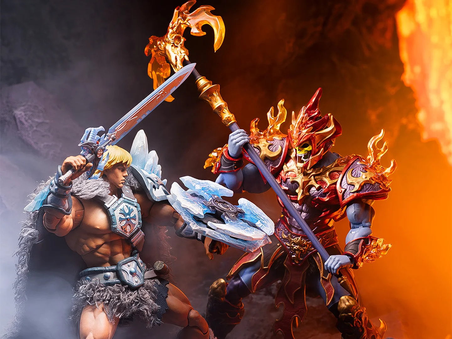Mondo's Ice Armor He-Man and Fire Armor Skeletor are one box at $225, and the preorder is live