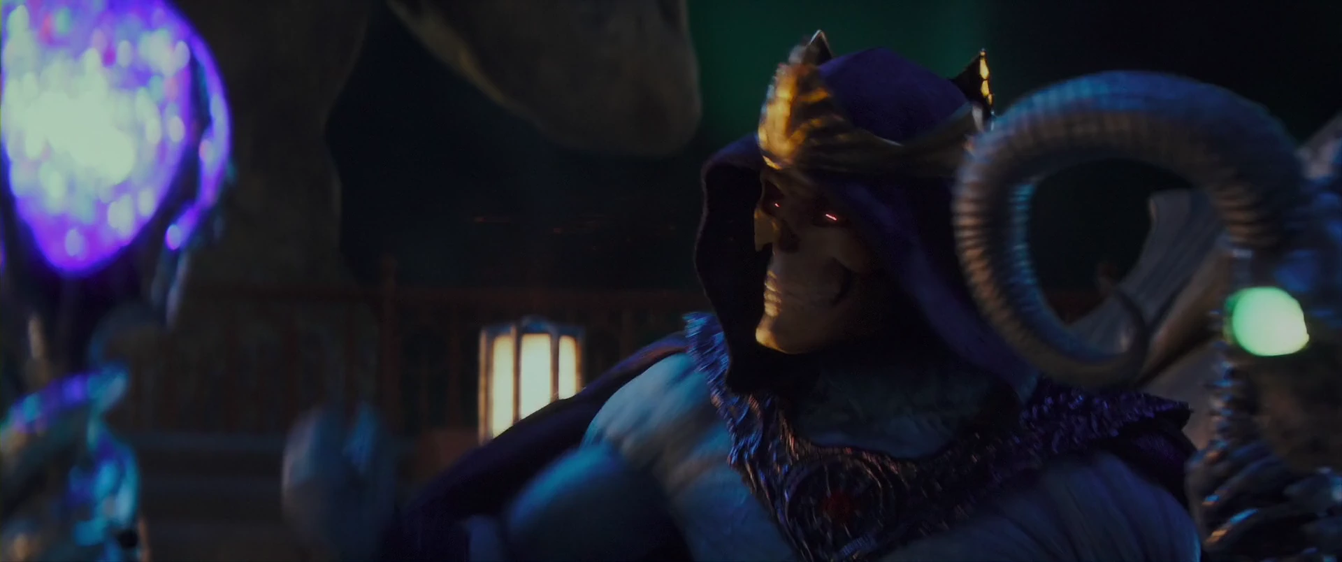 Skeletor and the glowing orb of his staff, hungry for the power of Grayskull.