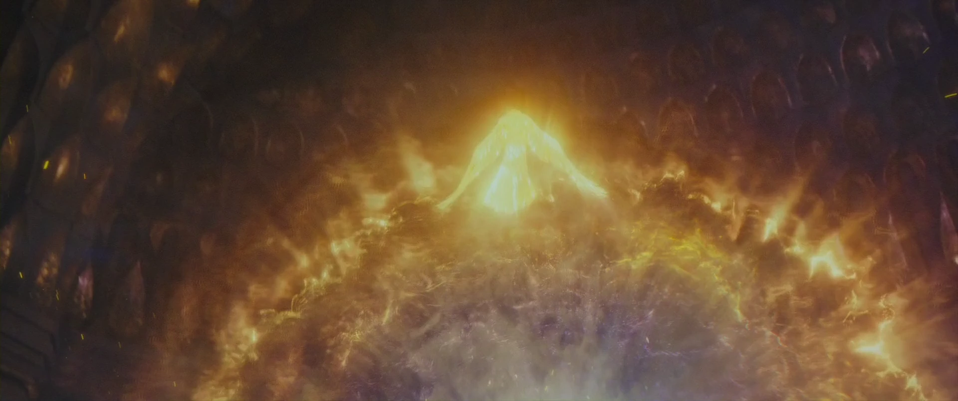 The Sorceress opens the portal that will hide Adam on Earth.