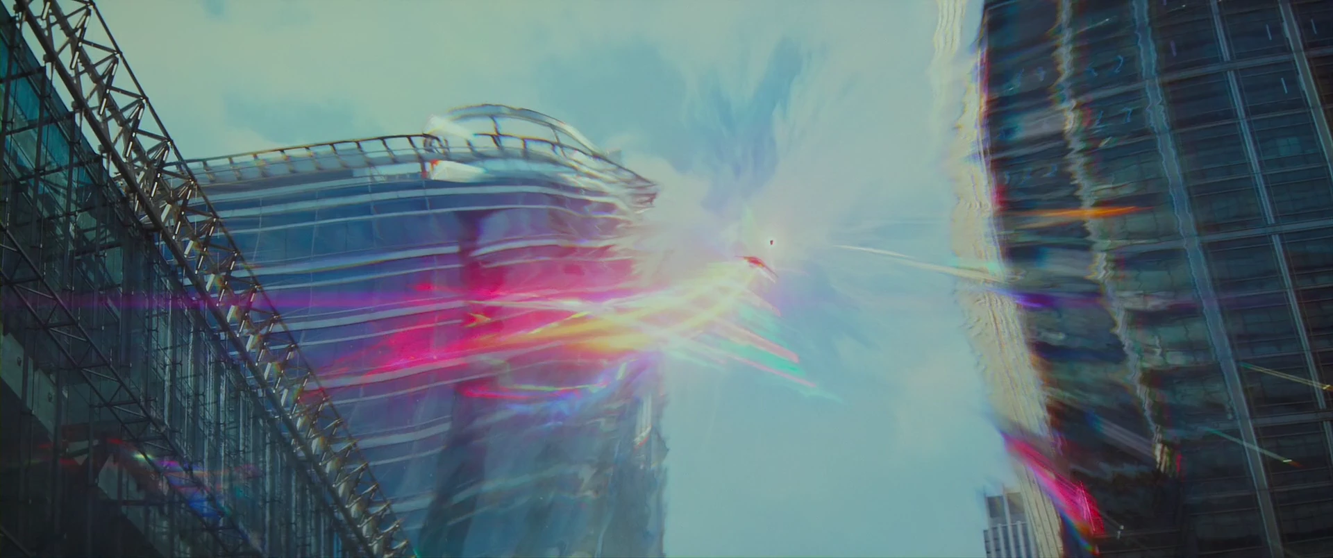 The ship fires through the skyline, covering their escape from Oklahoma City.