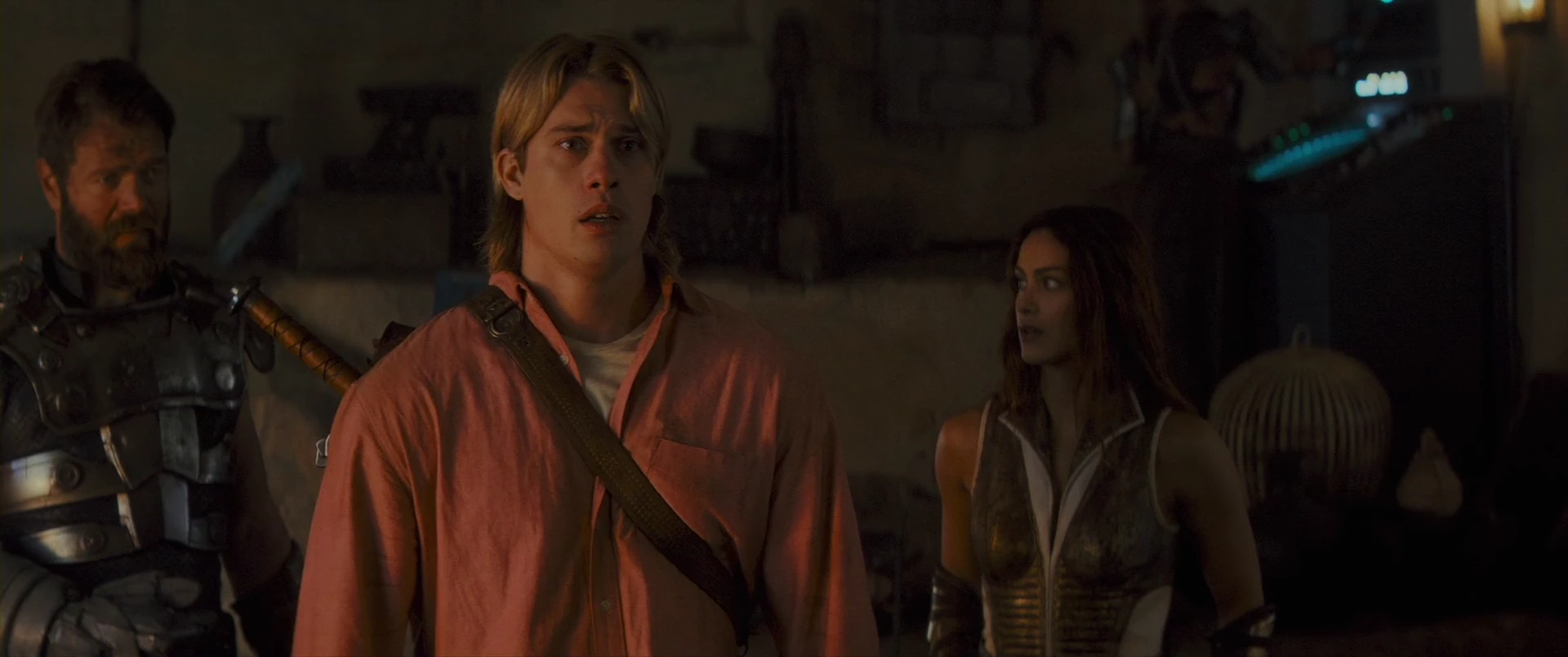 Adam, reunited with Man-At-Arms and Teela in the resistance hideout.