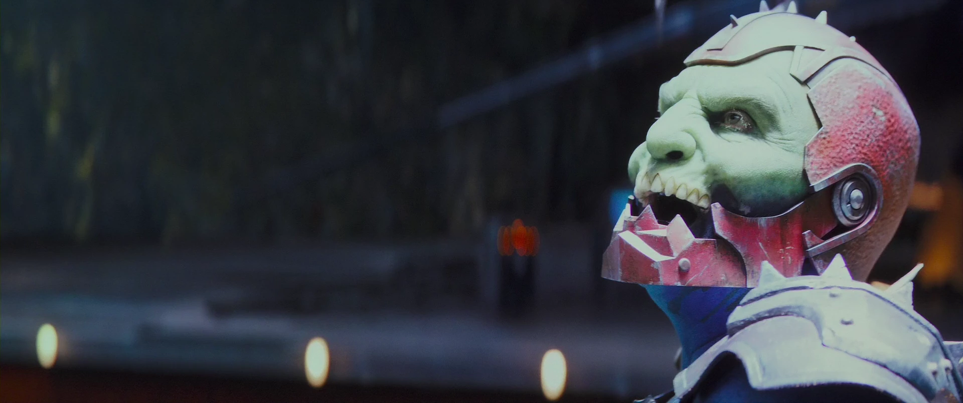 Trap Jaw, the Gar cyborg, hunts the heroes across the canyon platforms.