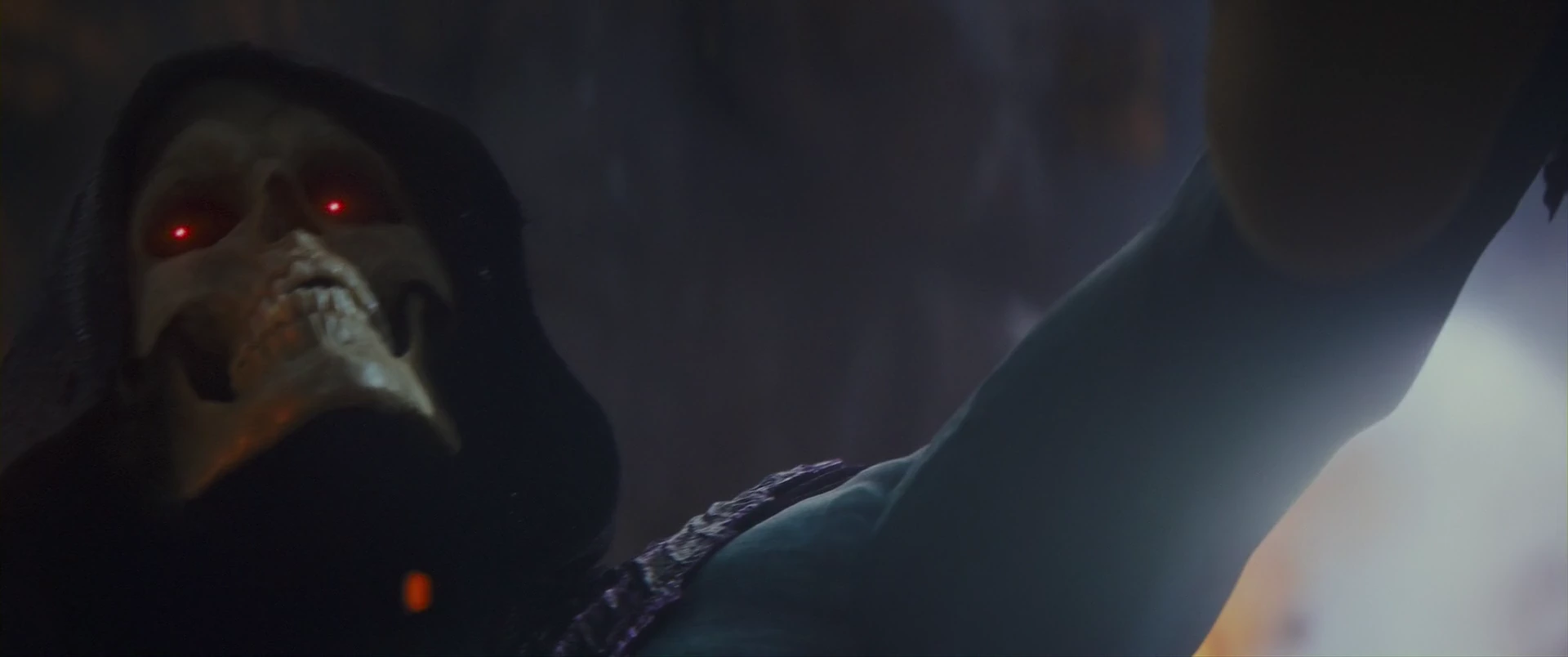 Skeletor, ever theatrical, savors his advantage.