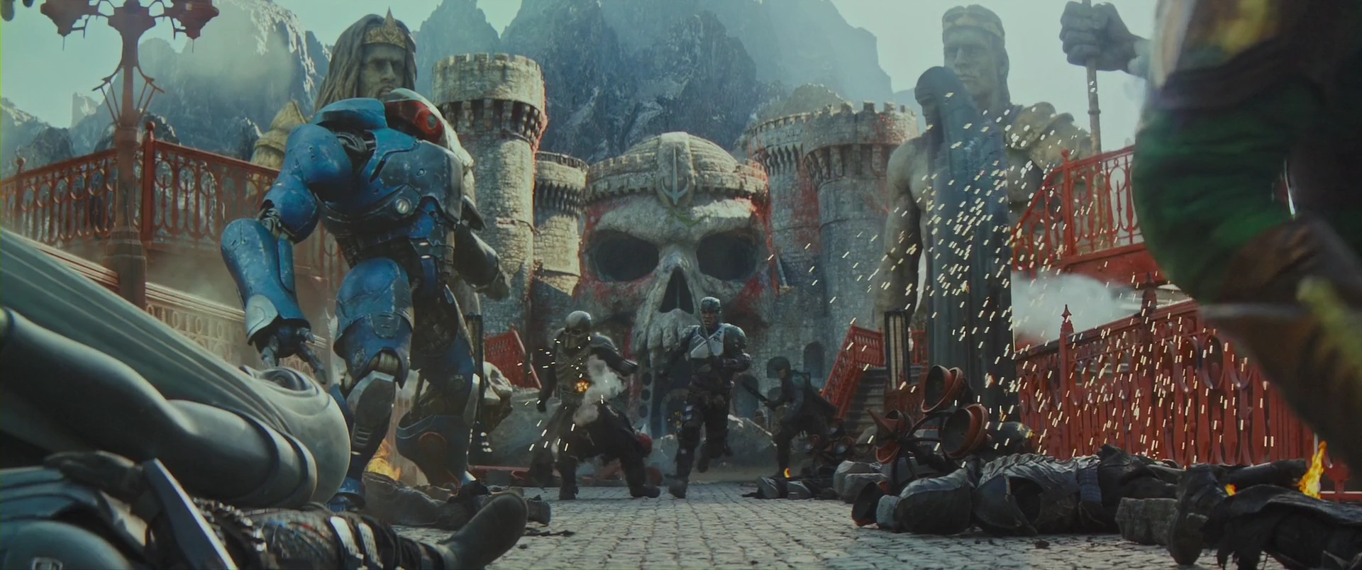 A massive armored attacker storms out of Grayskull’s skull gate.