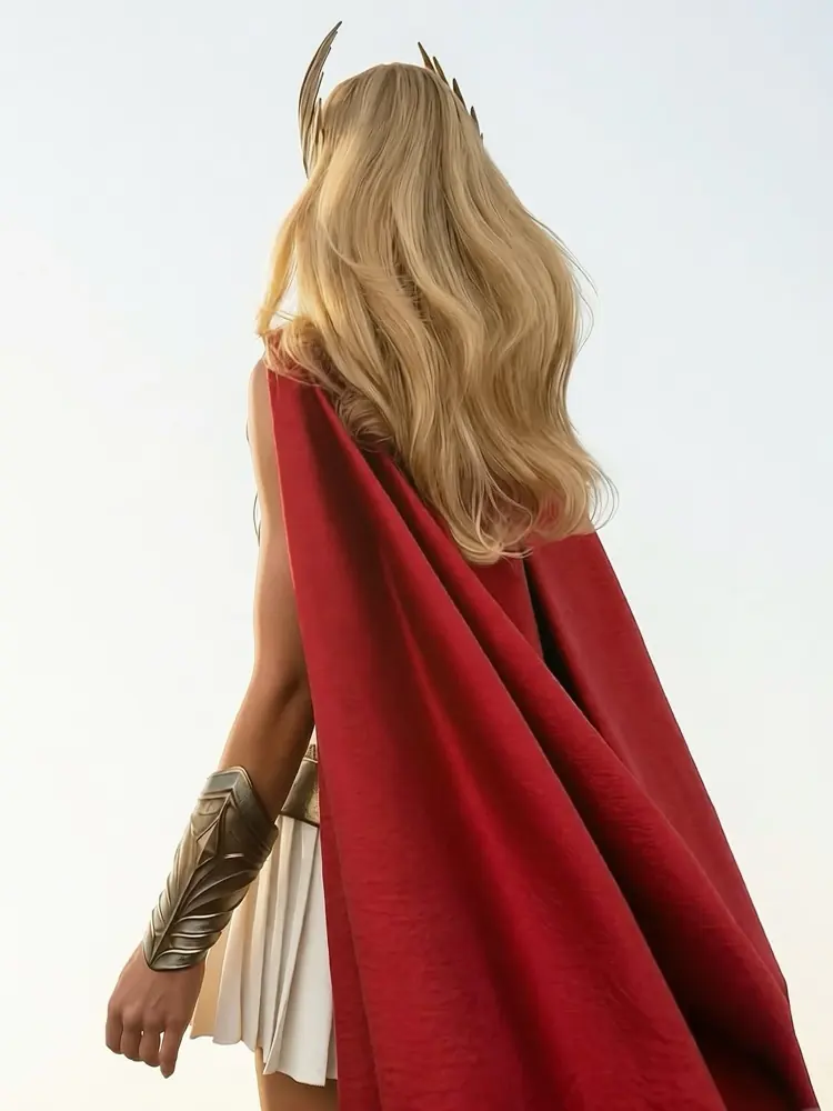 The She-Ra cape and crown from behind, behind the scenes
