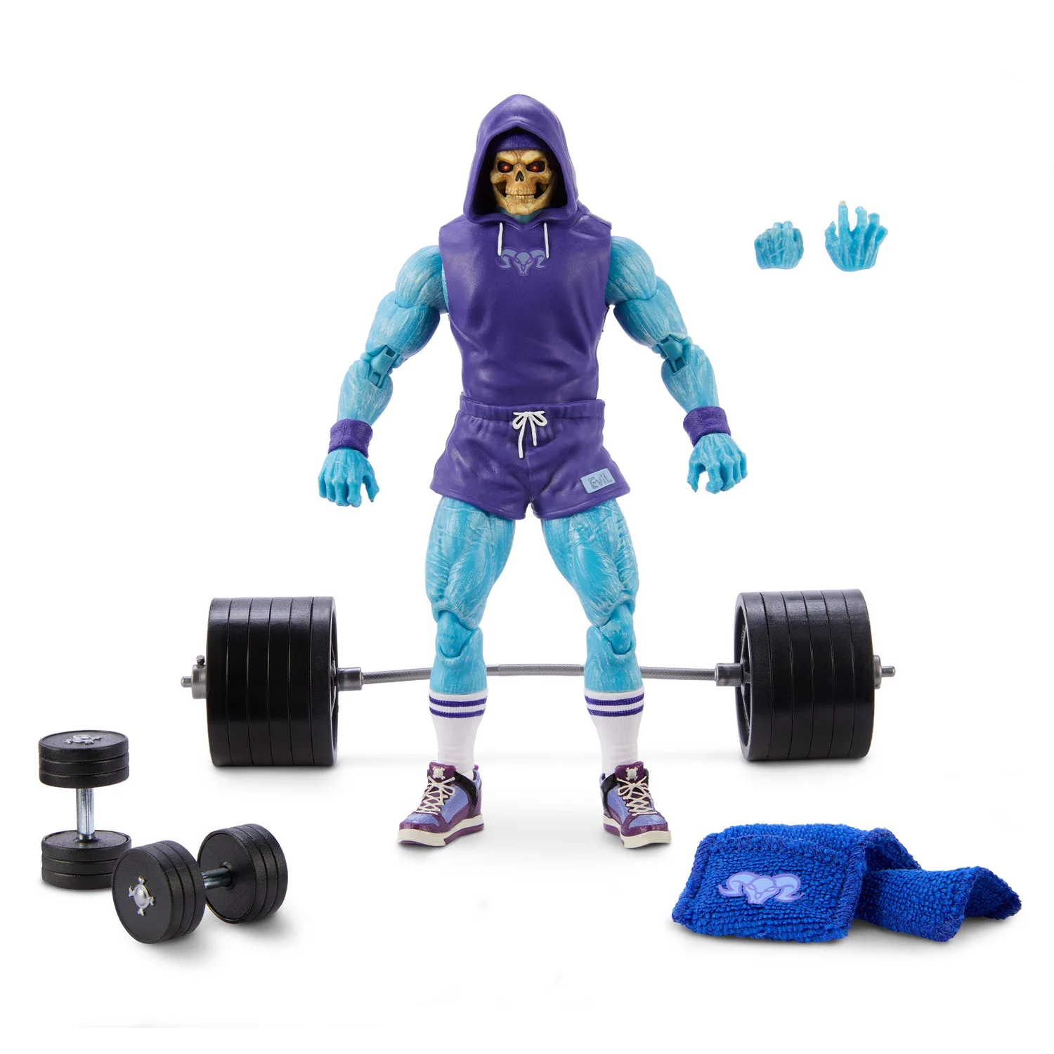 Gym Bro Skeletor accessory loadout laid out flat