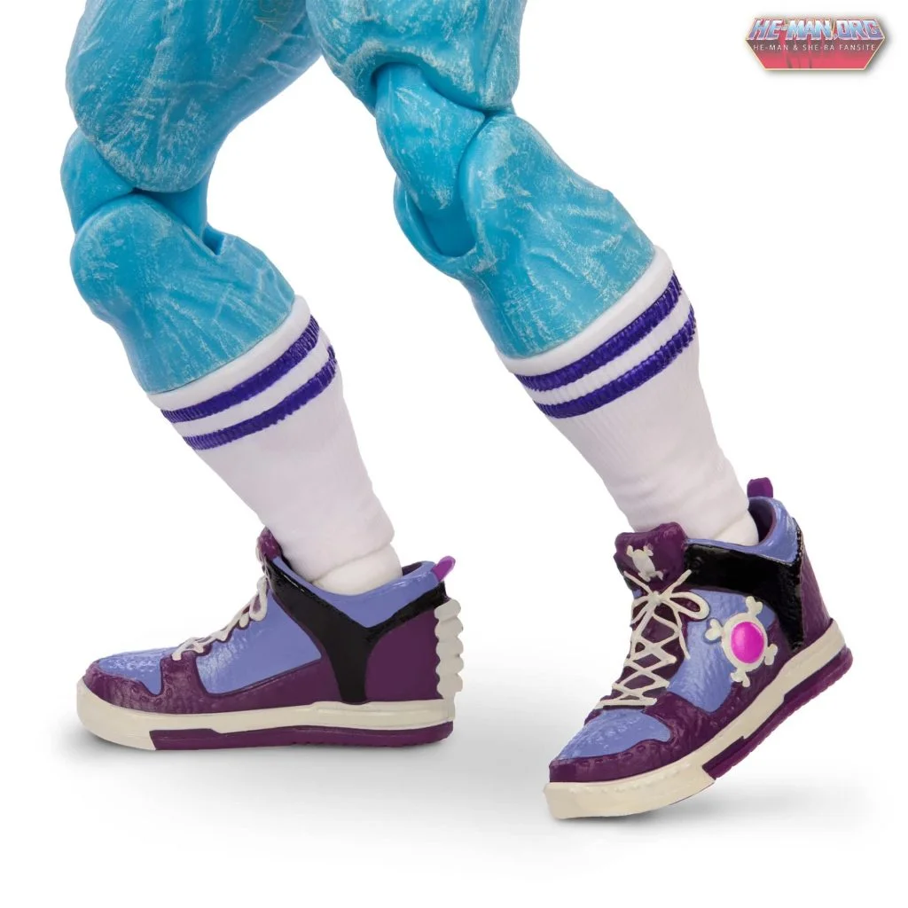 Close-up of Gym Bro Skeletor's tube socks and sneakers