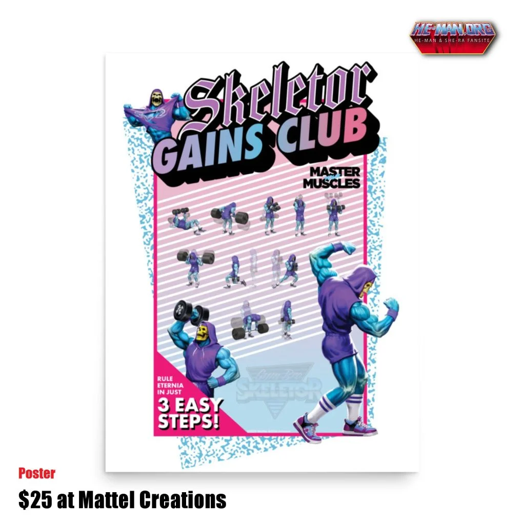 Skeletor Gains Club poster from the Gym Bro merch line